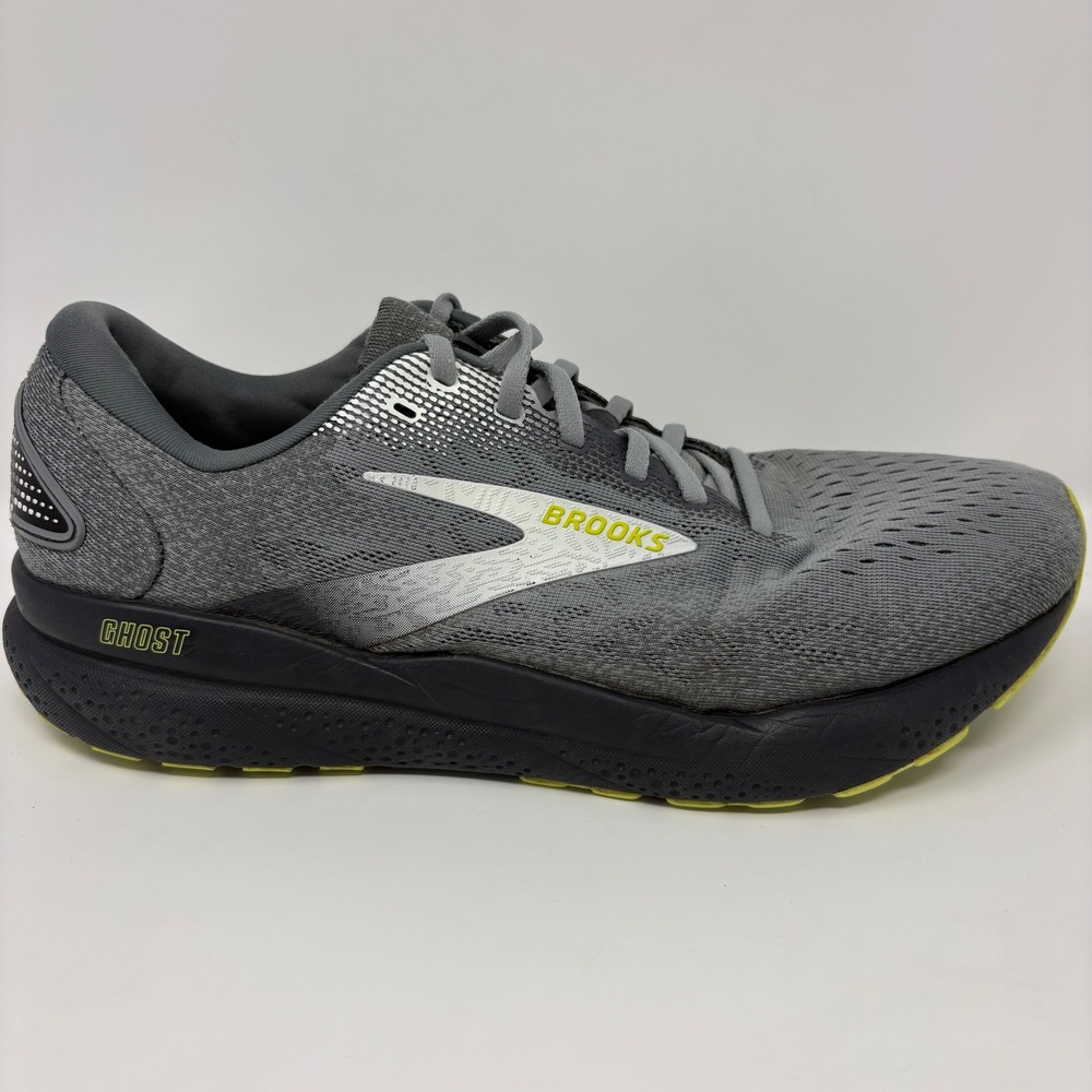 Brooks Ghost 16 Mens Size 9.5 Wide (2E) Grey Black Running Shoes (1104132E040)